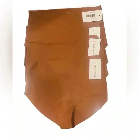 NWT lot of 4 Nubian Skin cafe au lait lightweight naked high waist brief panty S - Picture 2 of 2